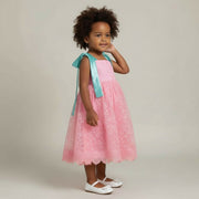 Robe fille 2 ans rose pastel, tulle brodé, cérémonie et anniversaire