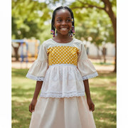 Robe fillette broderie anglaise, manches évasées - 5 / 7ans