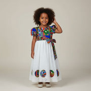 Robe fillette wax dentelle festive, robe africaine enfant fille 3 ans