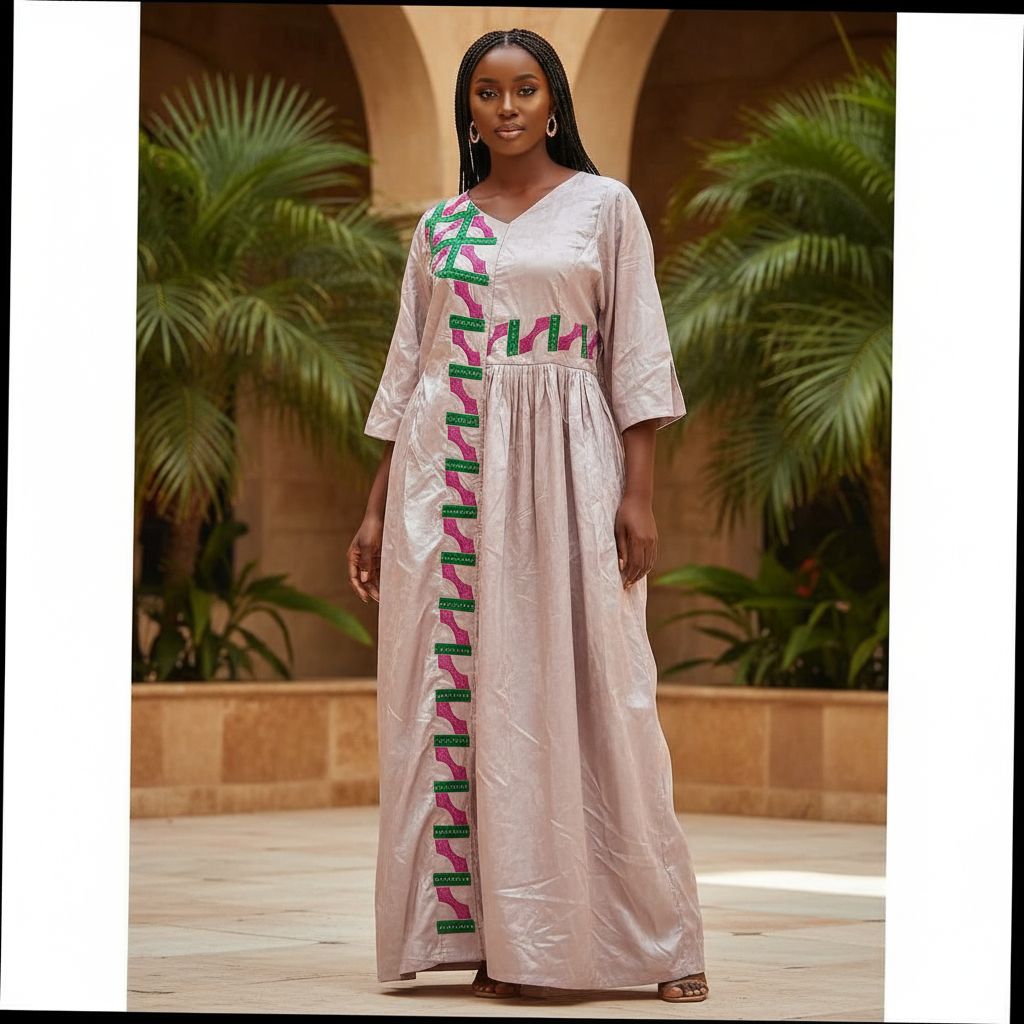 Robe Geztner rose broderies, longue satinée, élégante cérémonie femme