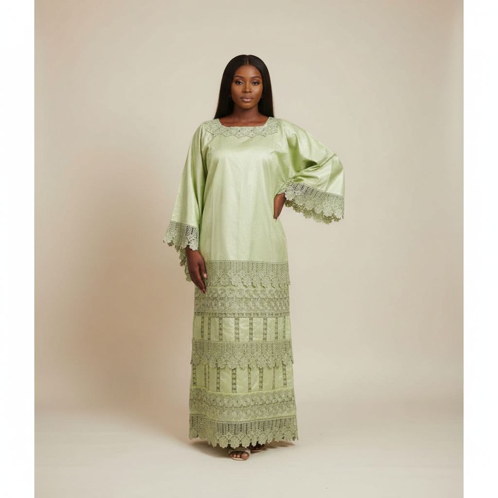 Robe Geztner verte élégante femme, longue cérémonie dentelle satinée