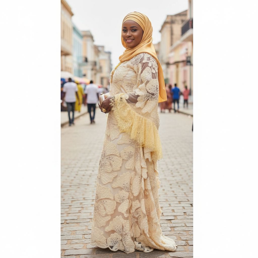 Robe guipure beige mariage longue