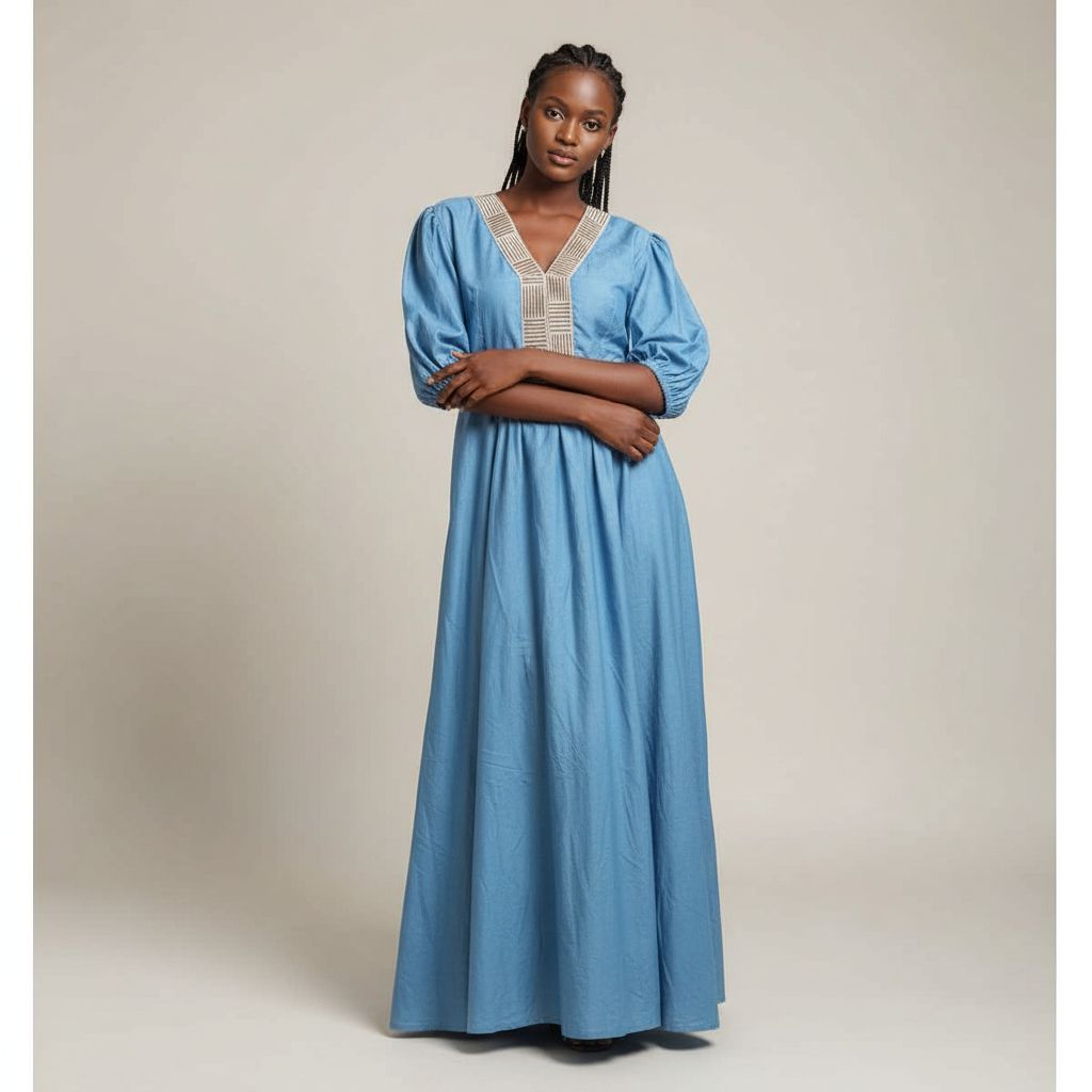 Robe coton ou soie avec garnitures