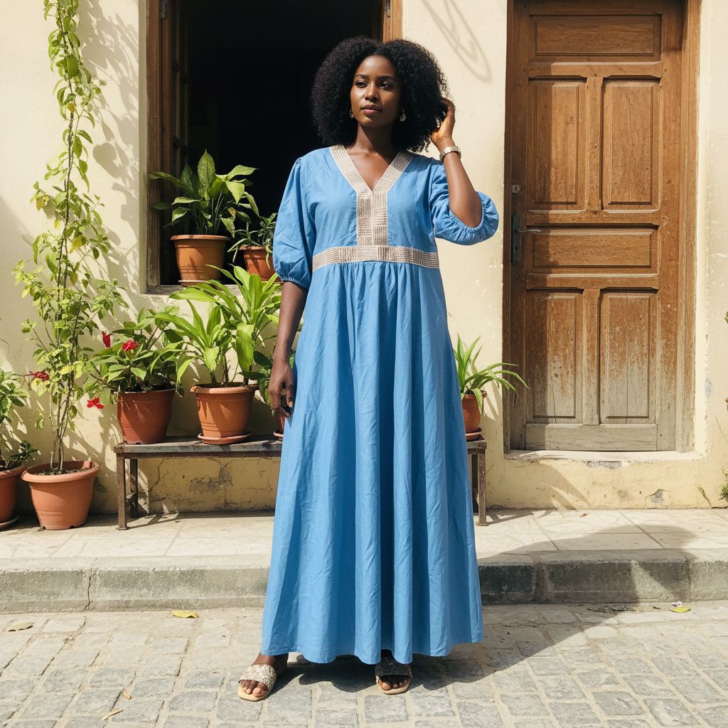 Robe coton ou soie avec garnitures