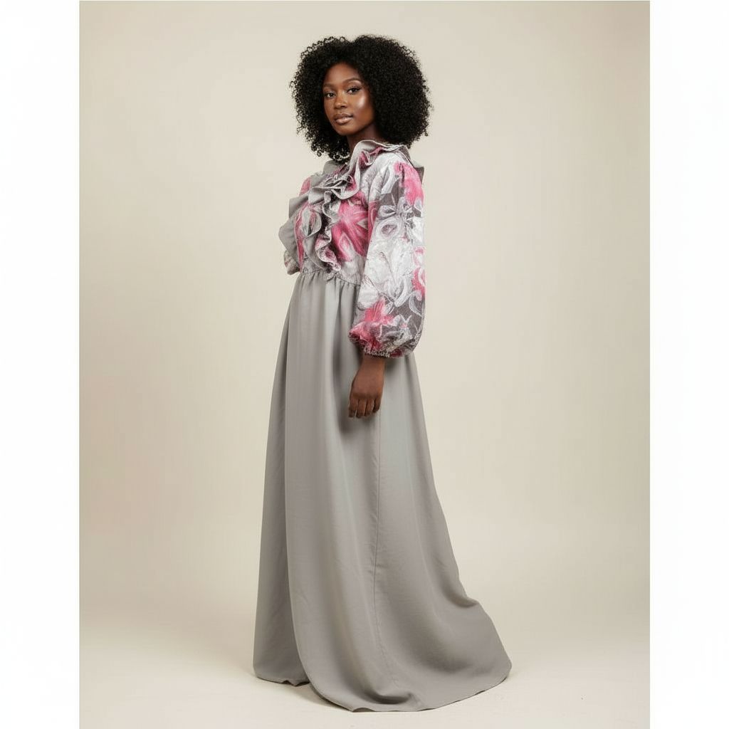 Robe femme coton longue fleurie élégante, bohème chic, été grande taille