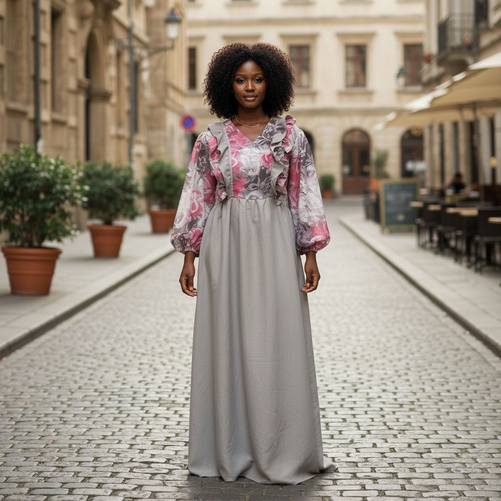Robe femme coton longue fleurie élégante, bohème chic, été grande taille