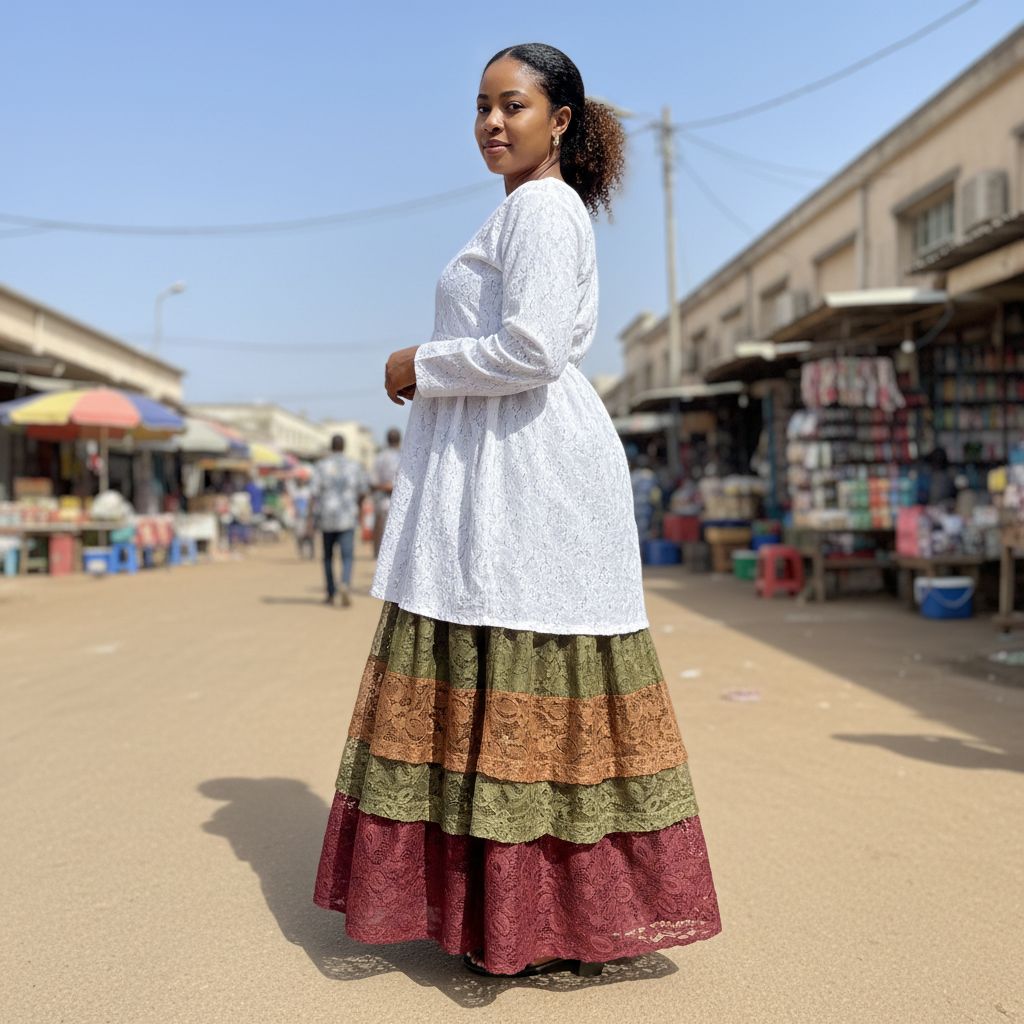 Robe longue femme coton et dentelle élégante, maxi chic cérémonie