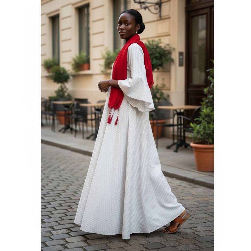 Robe longue femme bohème chic beige, coton ample fluide avec ceinture