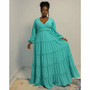Robe longue fluide femme turquoise bohème chic – Élegante, ample et confortable