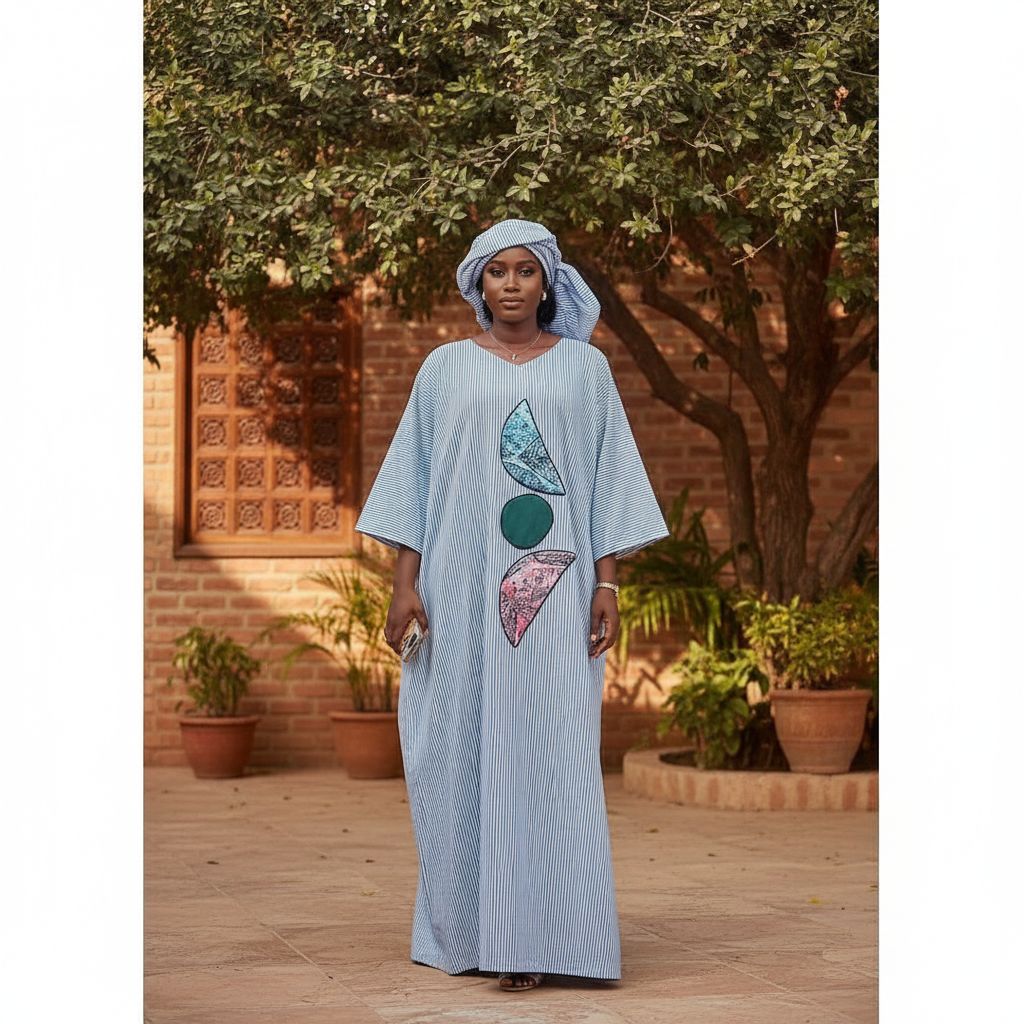 Robe longue moderne femme en coton, chic ethnique et fluide