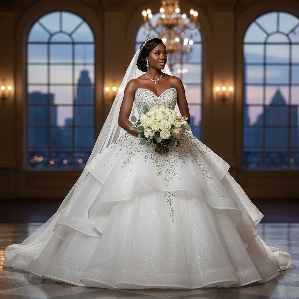 Robe mariage princesse blanche bustier bardot strass perles tulle satin