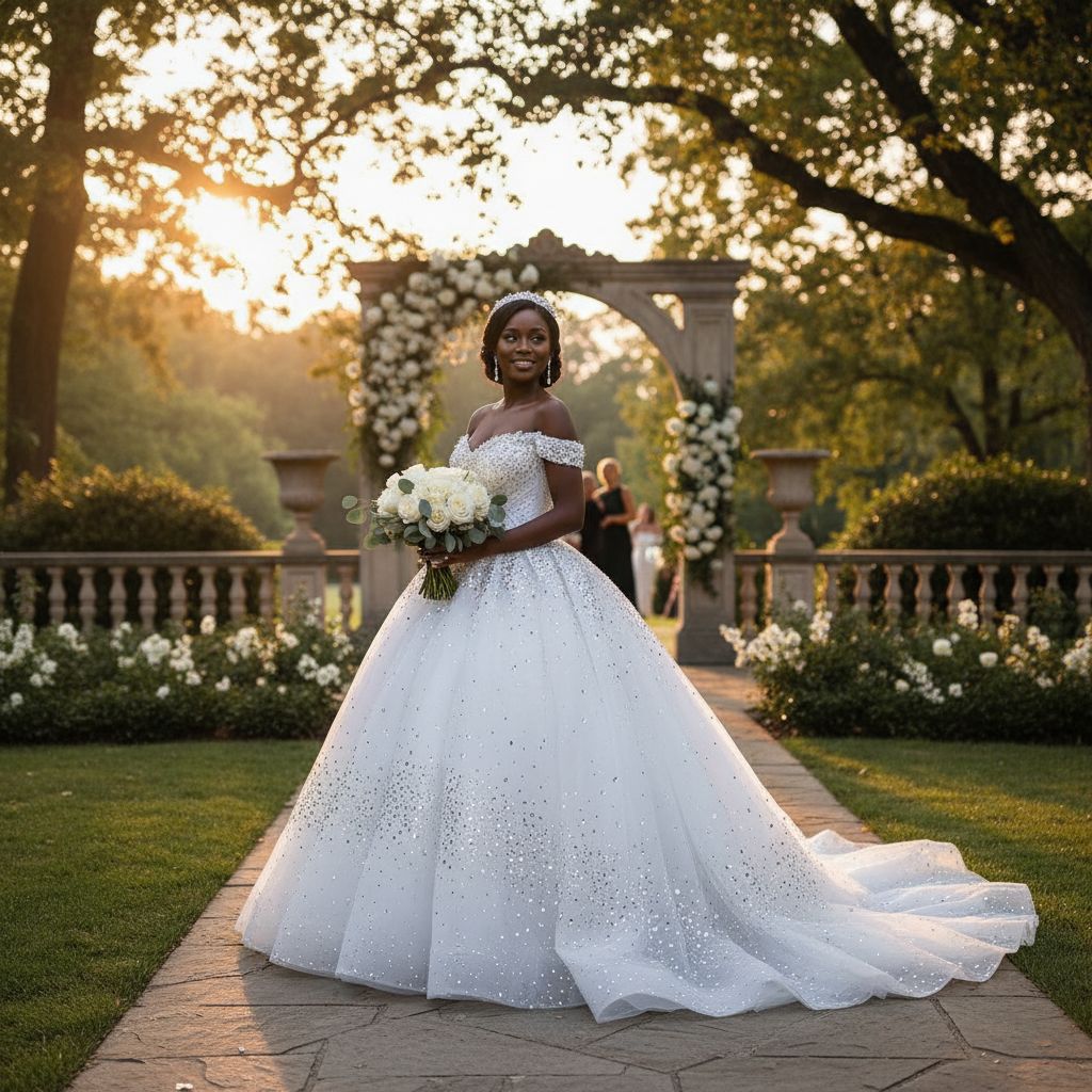 Robe mariage princesse blanche bustier bardot strass perles tulle satin