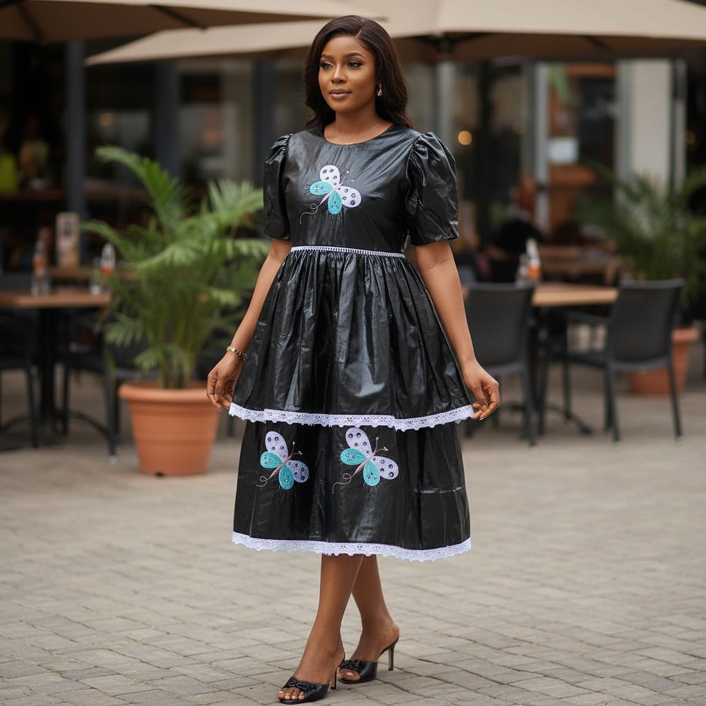 Robe papillon fille 3 ans noire élégante double volant broderie chic