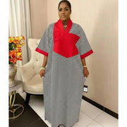 Robe pied de poule femme patchwork rouge noir blanc