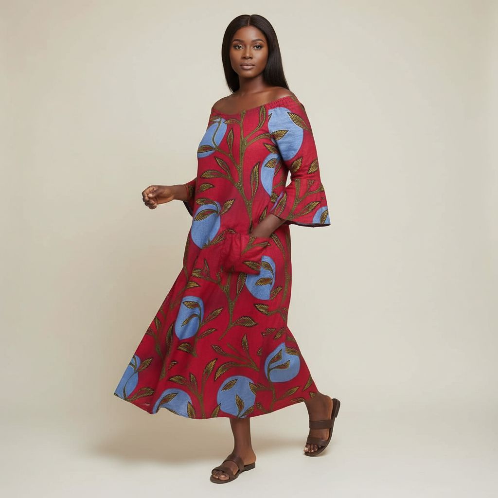 Robe wax femme longue et élégante – Robe africaine chic multicolore