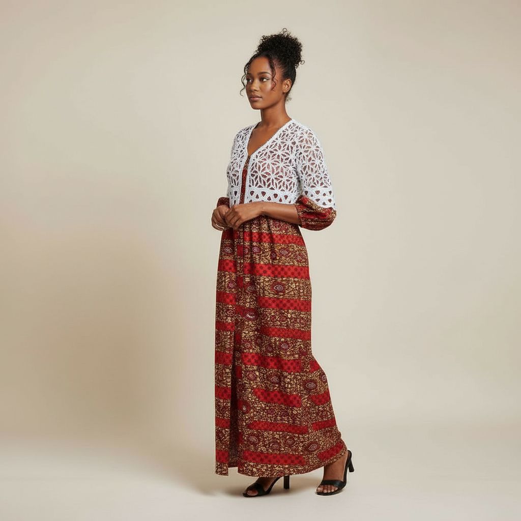 Robe femme en wax et brode
