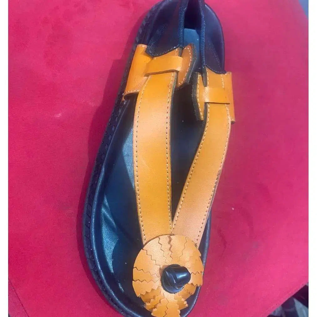 Sandale cuir unisexe orange – sandale artisanale homme élégante et confortable