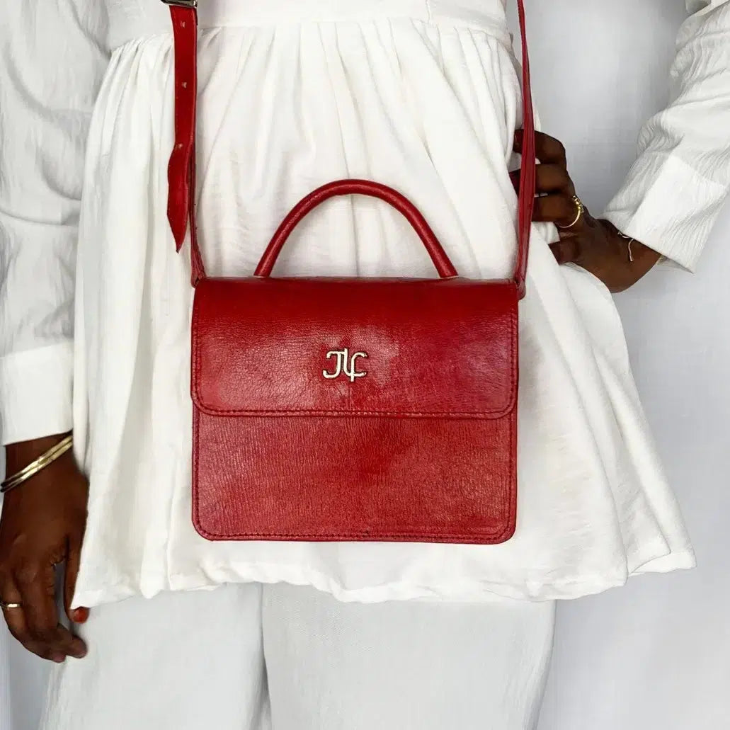 Sacoche Marigold en Cuir Véritable rouge