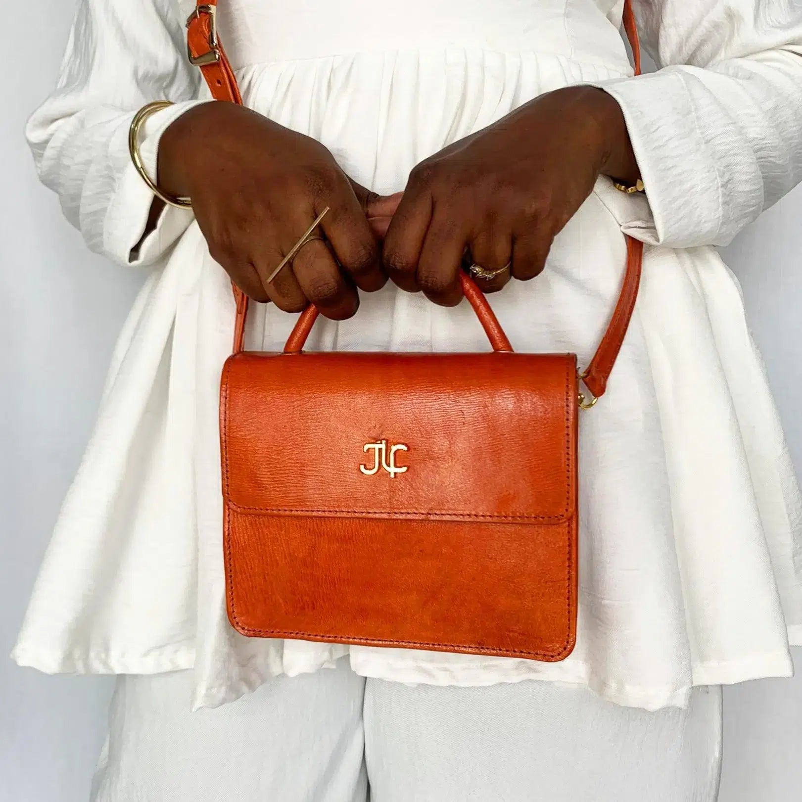 Sacoche Marigold en Cuir Véritable orange