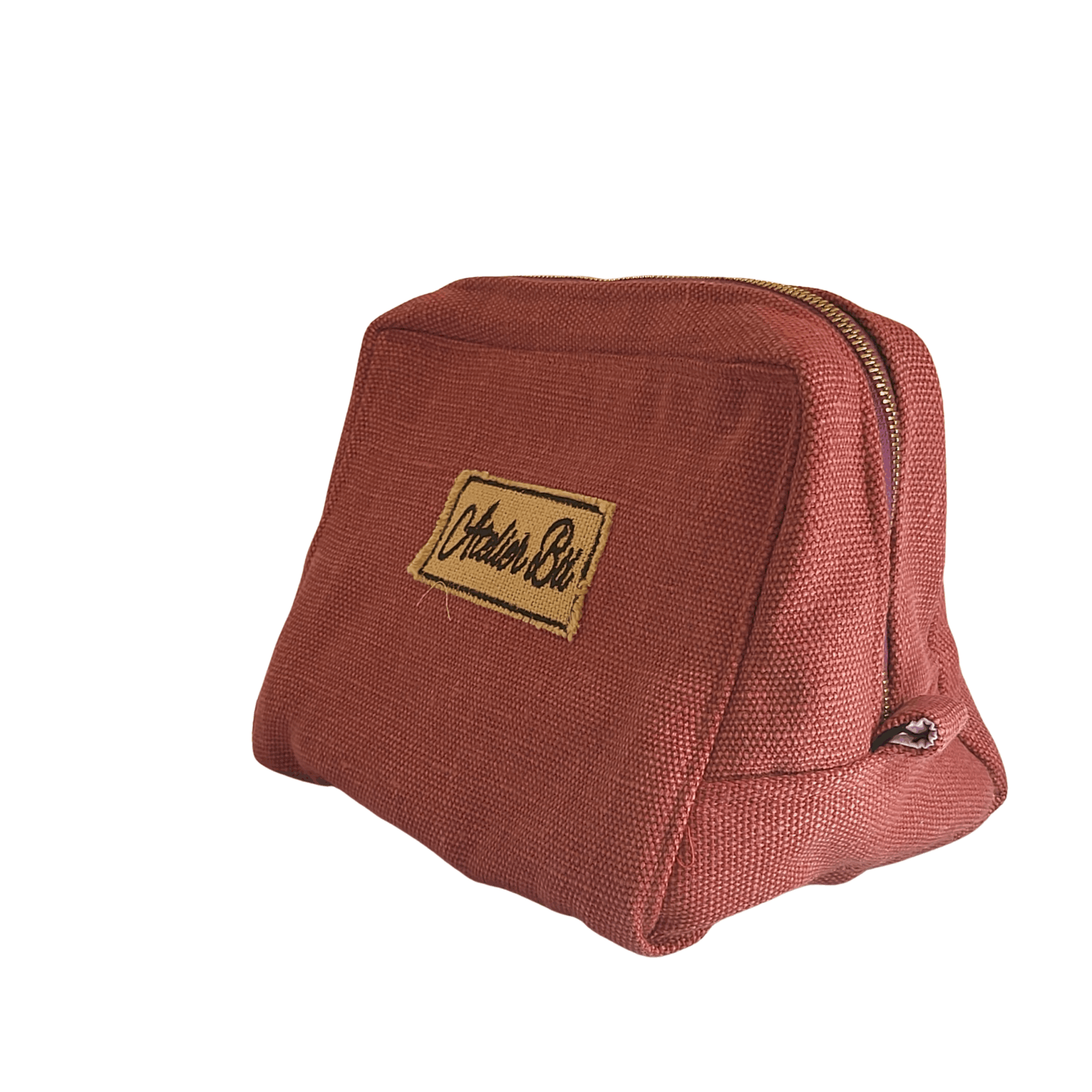 Trousse Toilette Femme Jute Rose Brique - Élégance Éco-Responsable