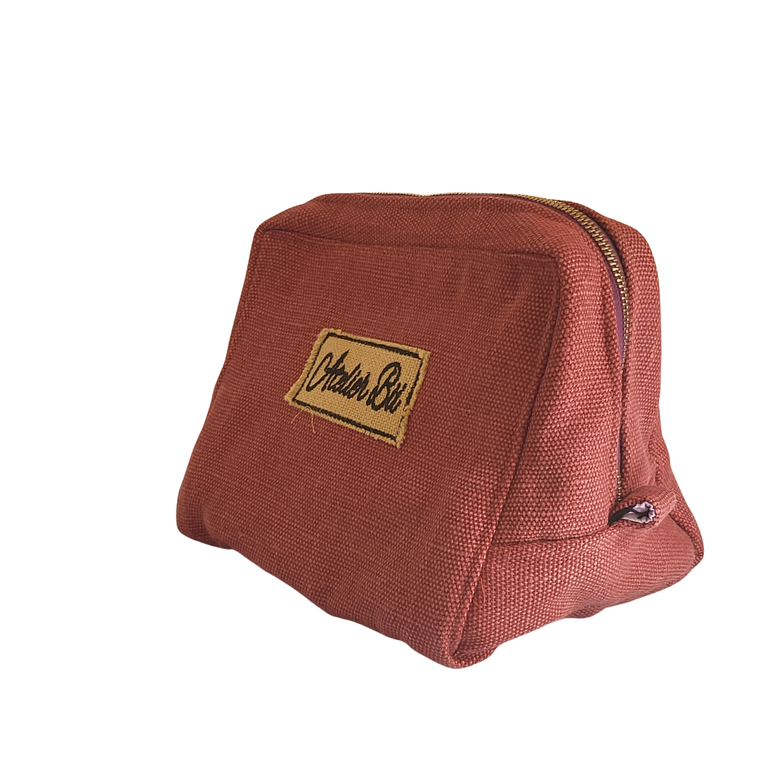 Trousse Toilette Femme Jute Rose Brique - Élégance Éco-Responsable