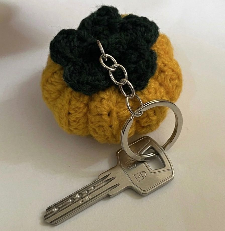 Porte-clés citrouille crocheté orange, fait main, accessoire sac original
