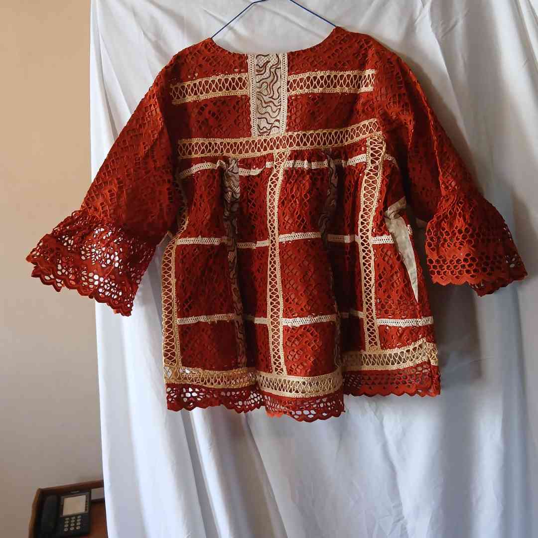 Ensemble jupe femme marron beige brodée bohème chic et haut élégant