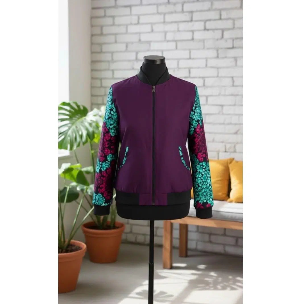 Pull wax femme original avec zip, motif floral, coton et denim