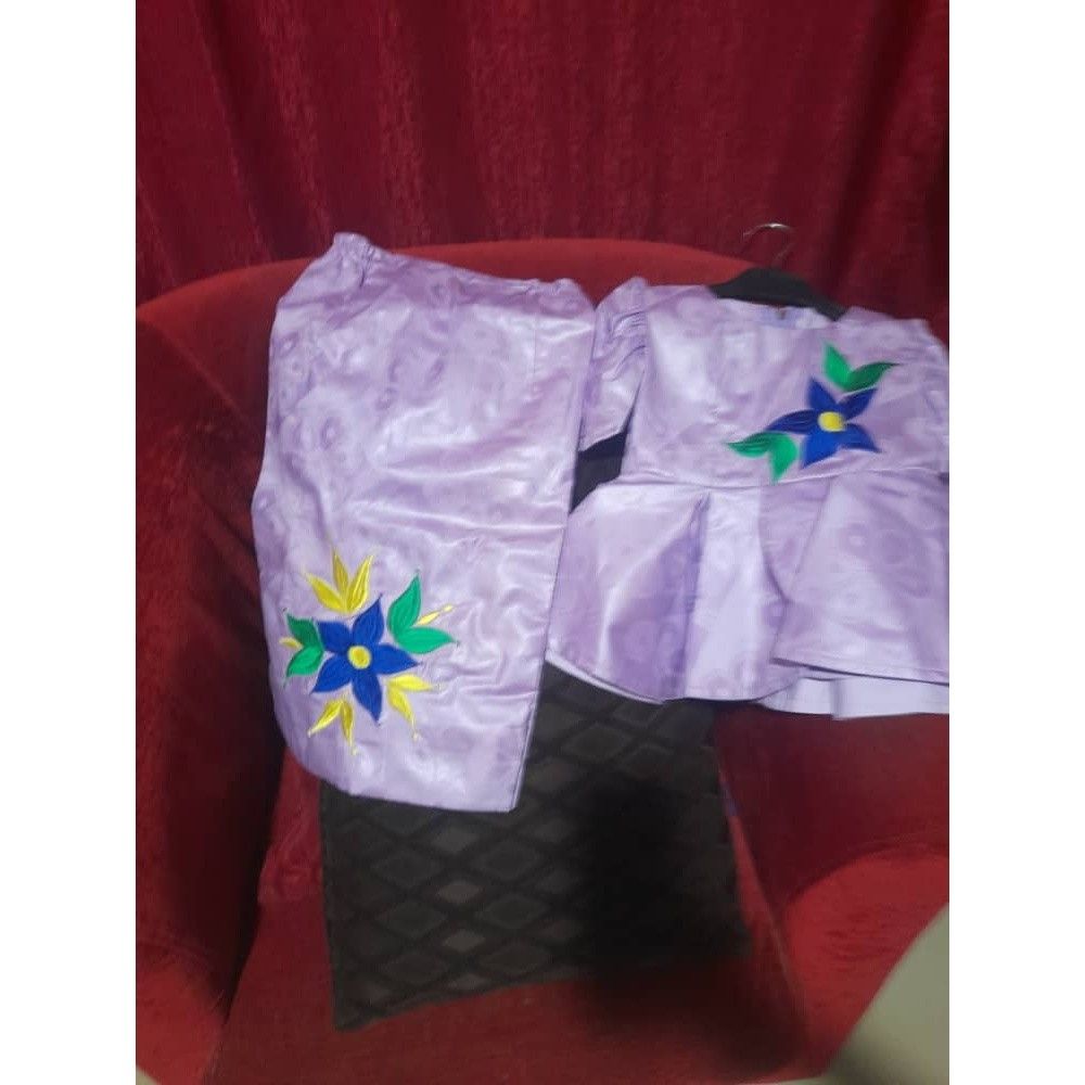 Ensemble bazin riche fille 3 ans mauve claire, tenue cérémonie élégante