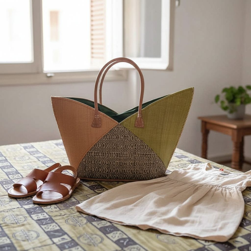 Grand sac cabas en raphia style bohème chic