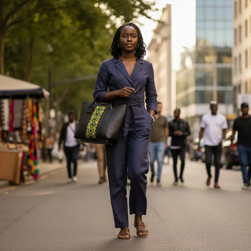 Sac cabas en pagne tissu noir