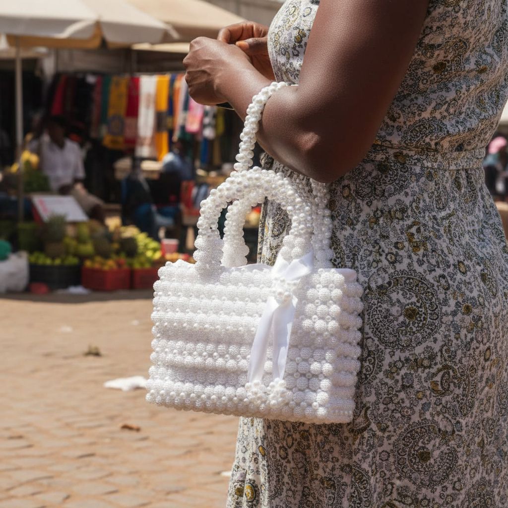 Sac en perle blanc élégant, sac à main soirée mariage femme chic