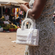 Sac en perle blanc élégant, sac à main soirée mariage femme chic