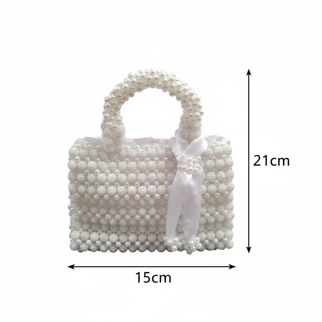 Sac en perle blanc élégant, sac à main soirée mariage femme chic