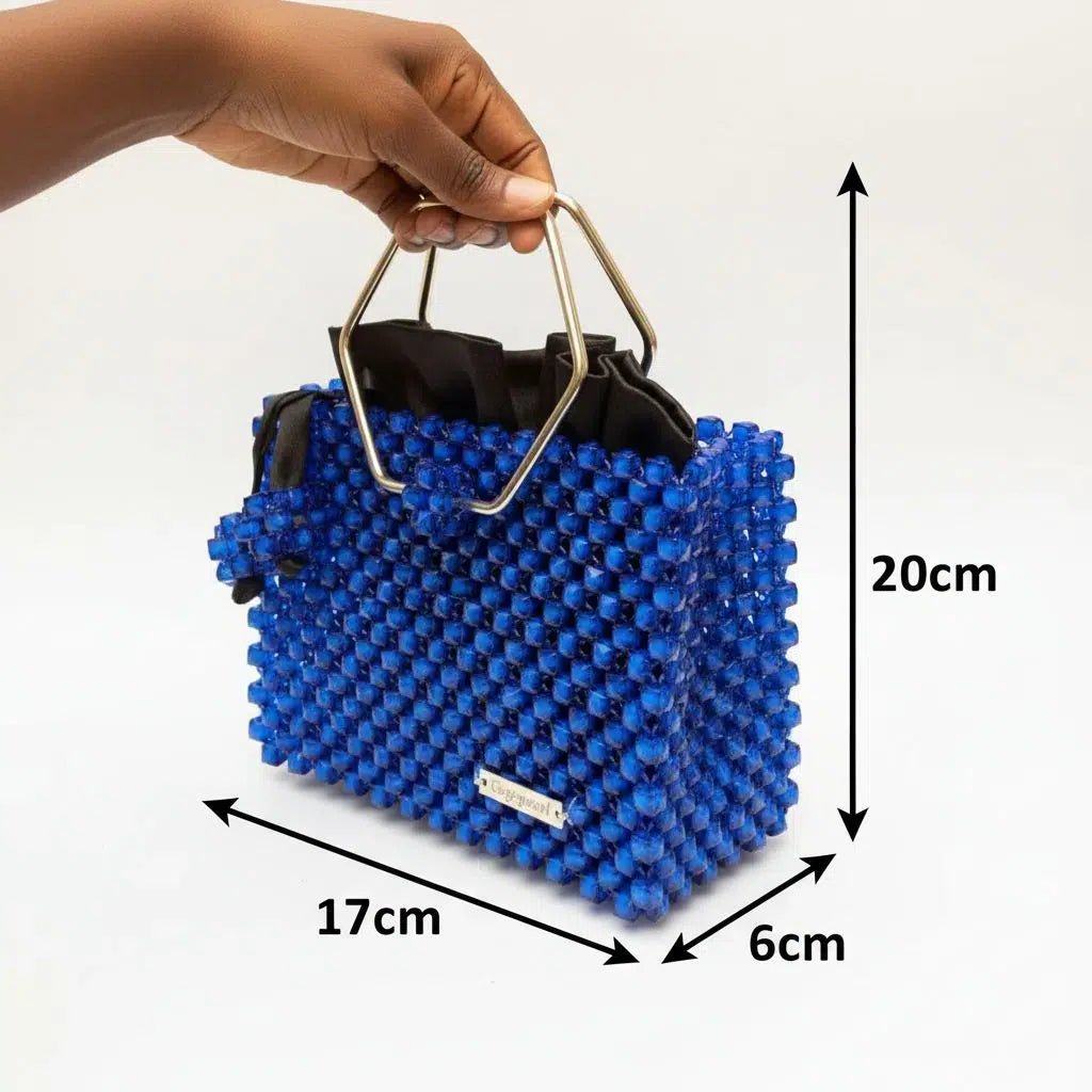 Sac à main en perle bleu