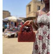 Sac en perle femme marron 19x12 cm – Sac à main perles chic événement