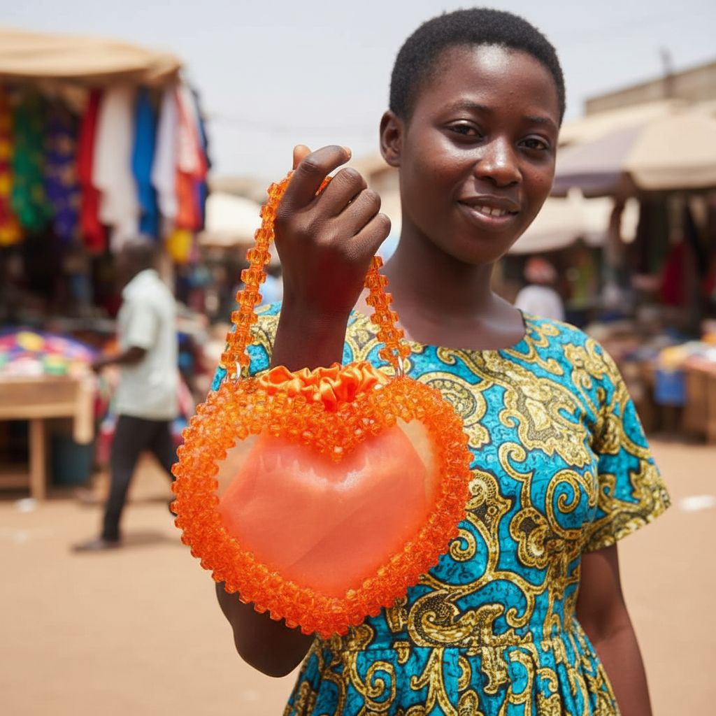 Sac en perle orange élégant, sac à main femme artisanal et original