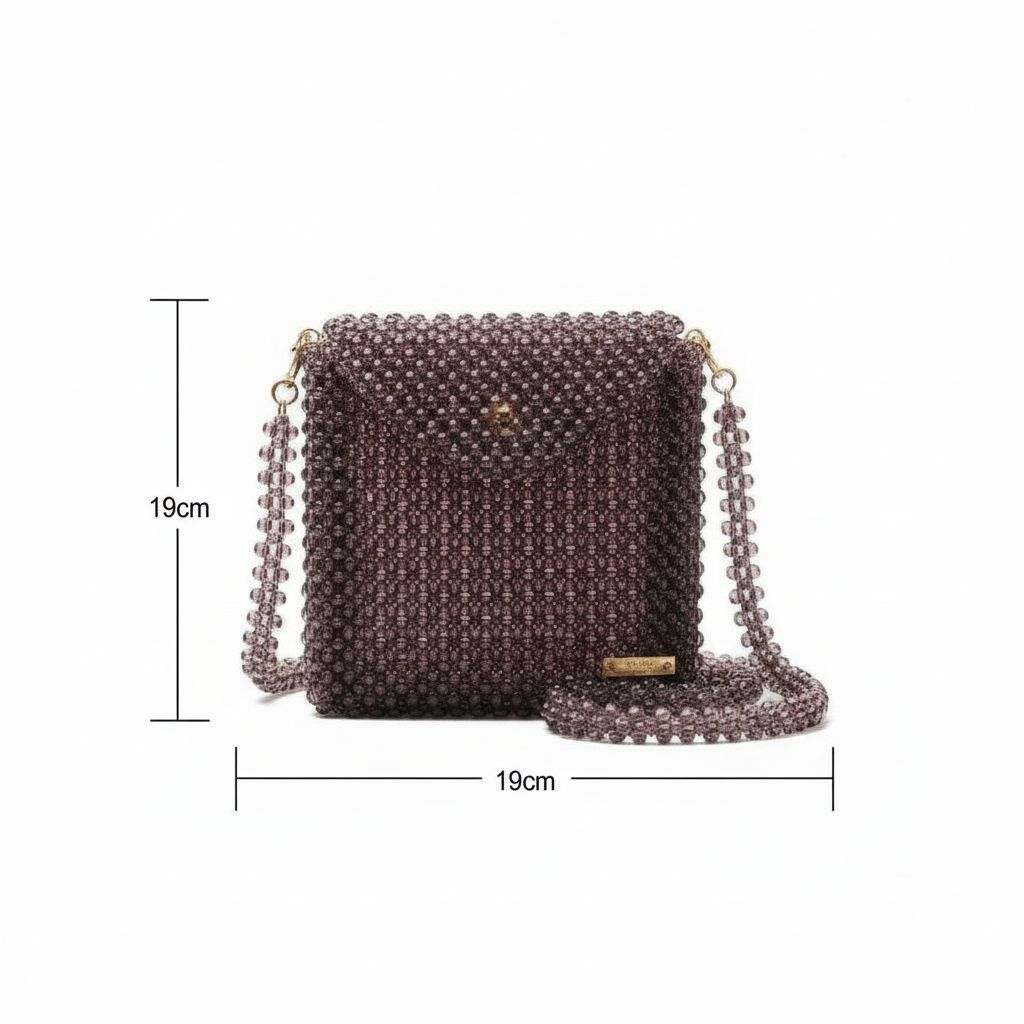 Sac à main vintage en perles noir transparent