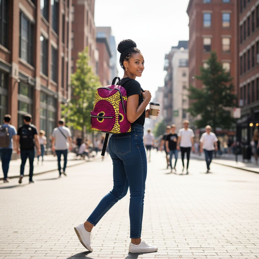 Sac à dos wax africain artisanal femme – Motif ethnique coloré, éco responsable