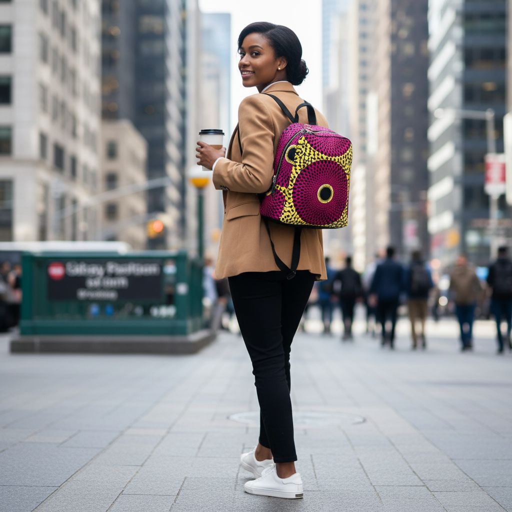 Sac à dos wax africain artisanal femme – Motif ethnique coloré, éco responsable