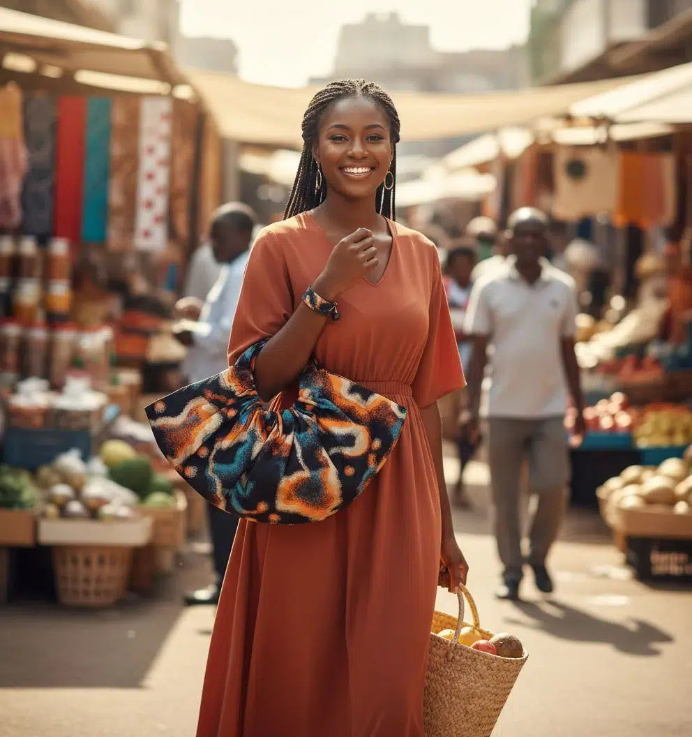Sac wax femme artisanal coloré avec bracelet – Ensemble ethnique chic fait main