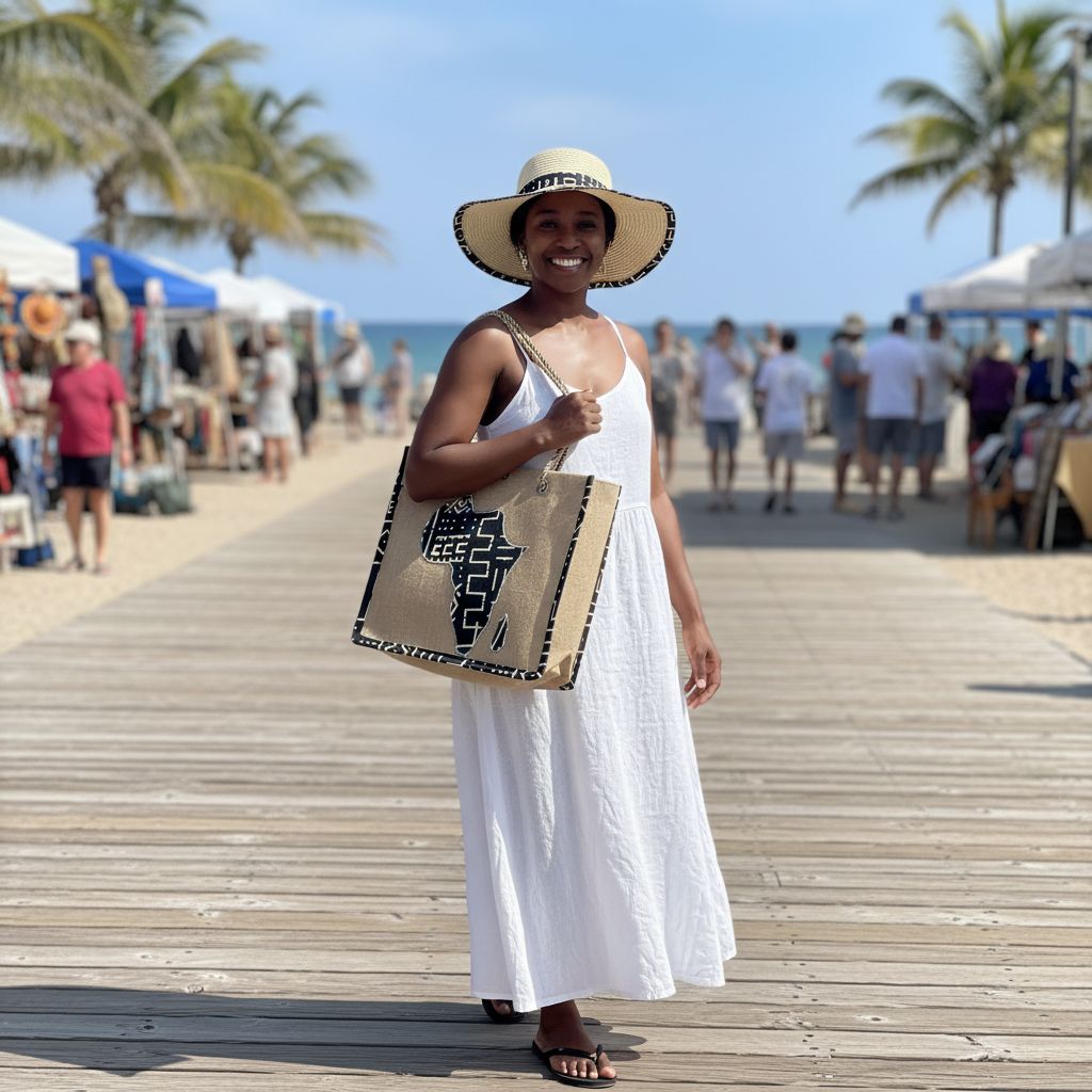 Sac et chapeau assortis bohème chic noir – Set plage femme paille et jute