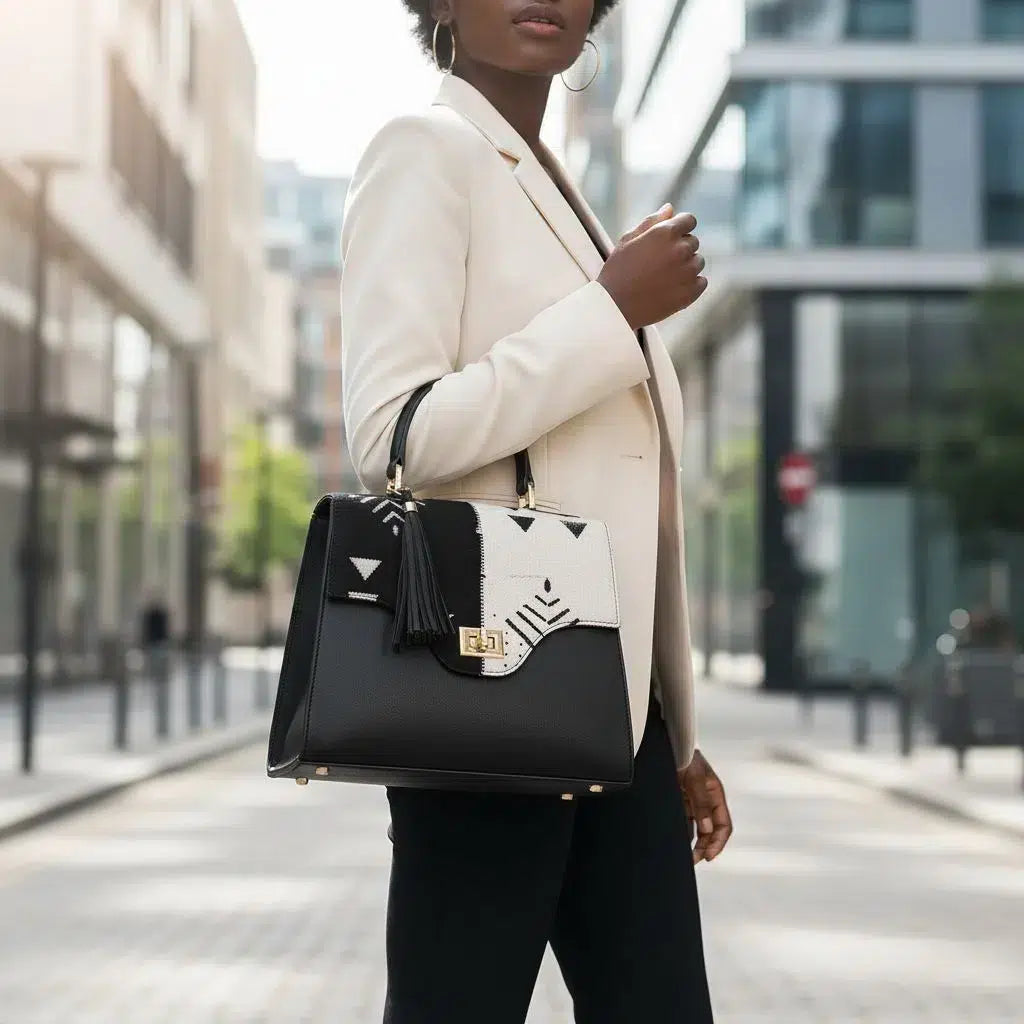 SAC FEMME WAX , CUIR ET TISSU, ELEGANT FASHIONISTA