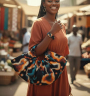 Sac wax femme artisanal coloré avec bracelet – Ensemble ethnique chic fait main