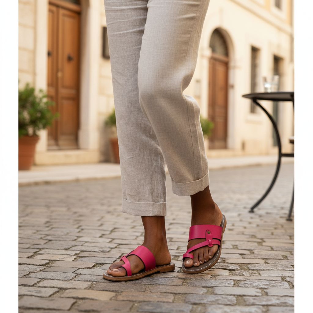 Sandale cuir femme confortable chic rose
