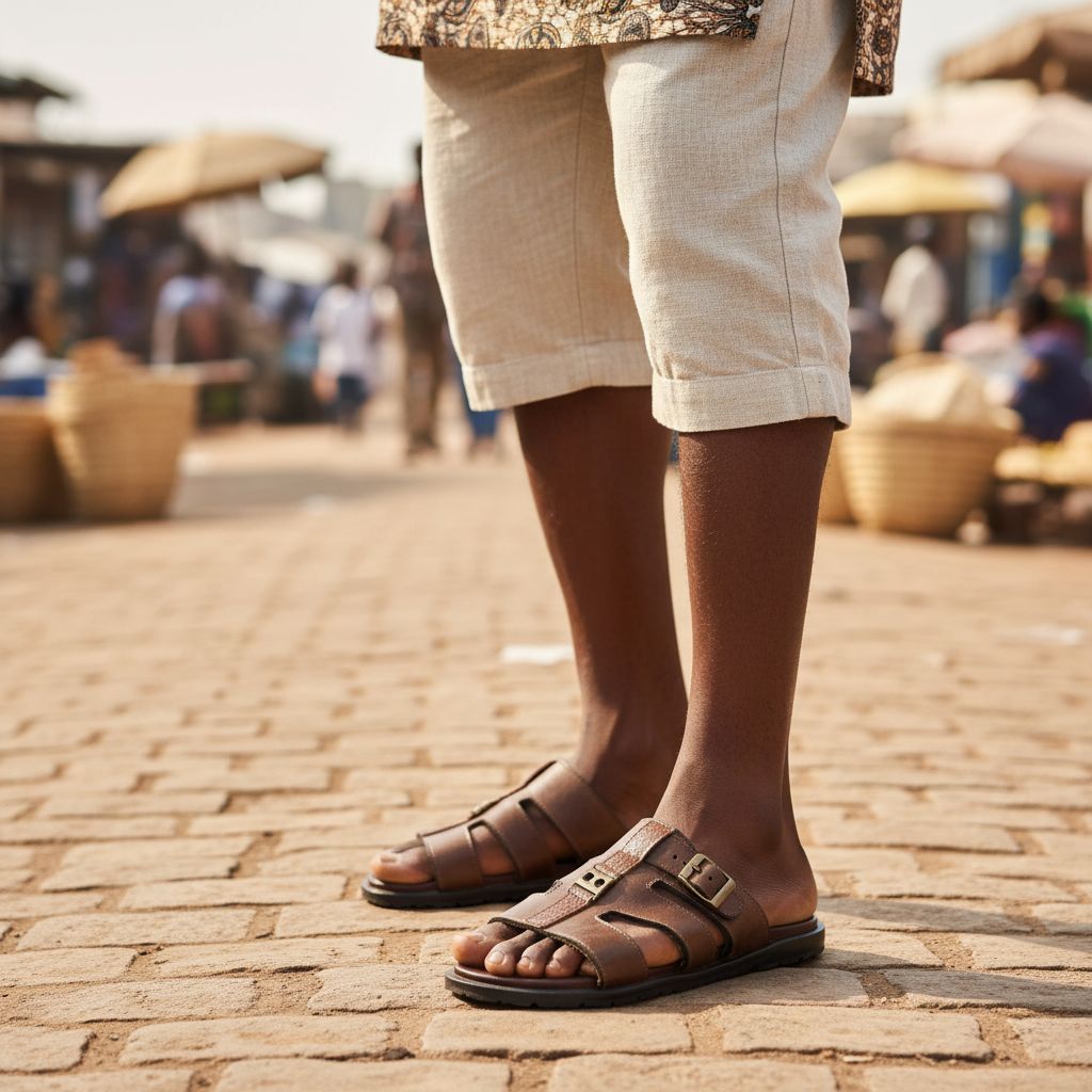 Sandale cuir homme marron Ngaye – élégante, confortable et artisanale