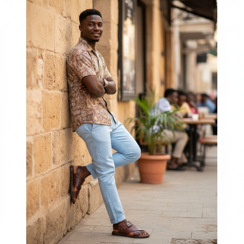 Sandale cuir homme marron chic et confortable à brides croisées ajustables