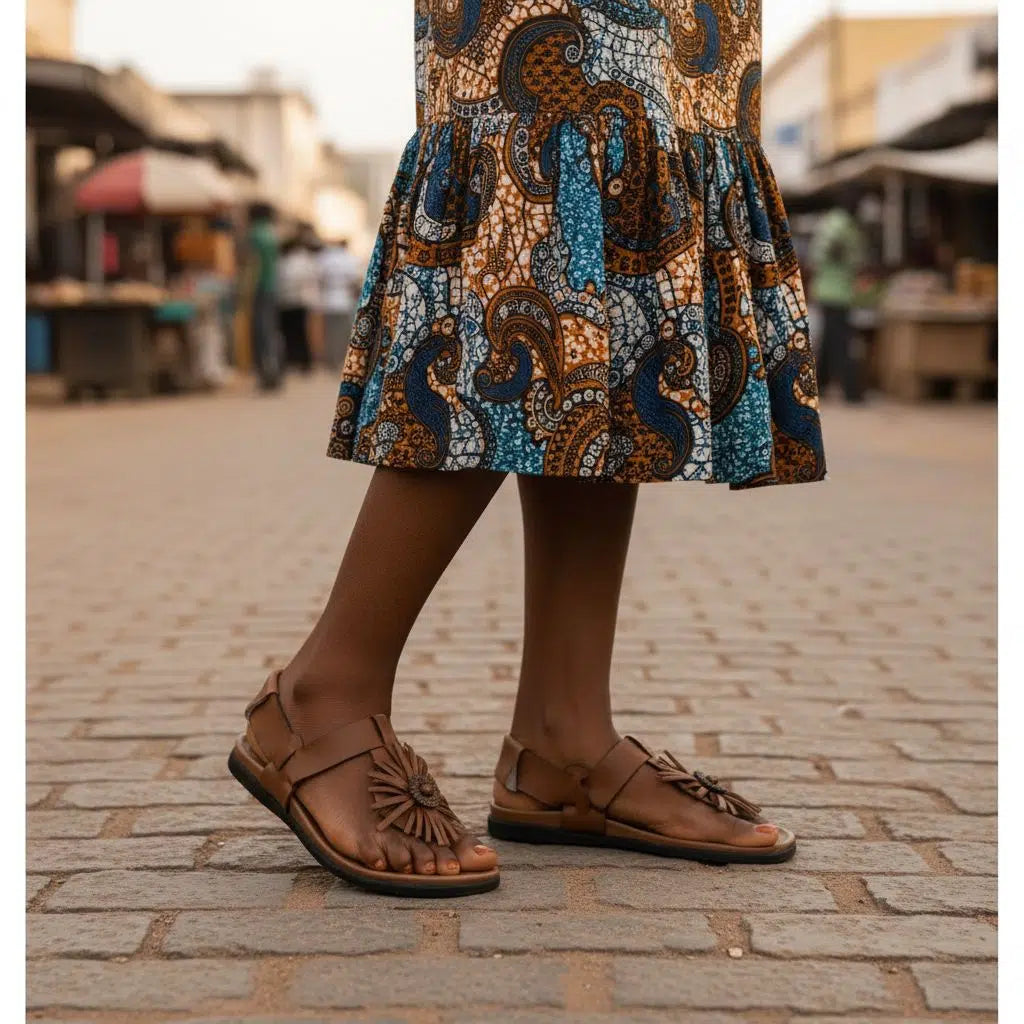 Sandale femme cuir marron artisanale