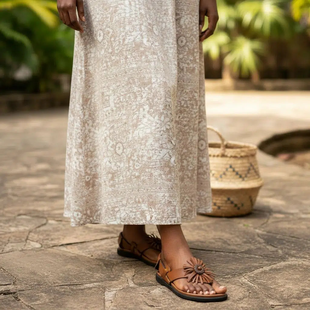 Sandale femme cuir marron artisanale