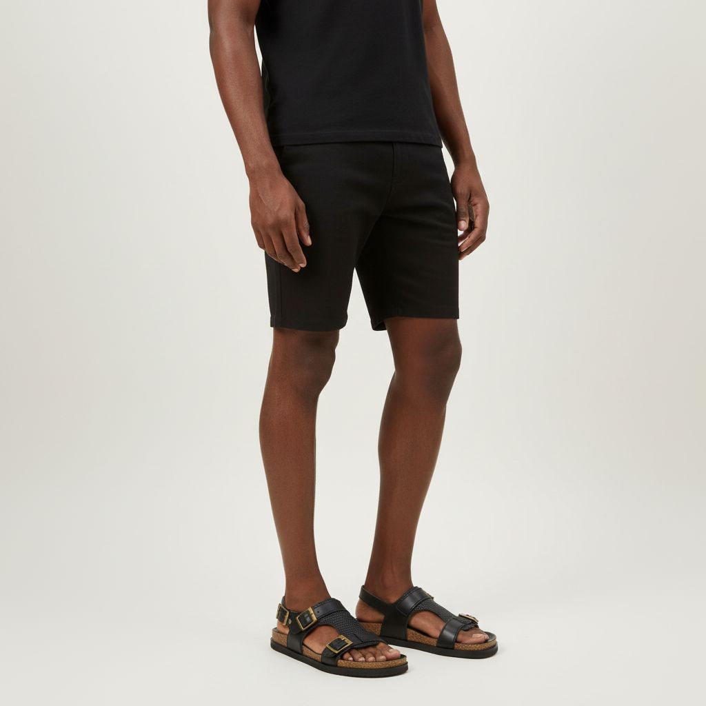 Sandale homme cuir noire élégante et confortable, semelle liège ajustable